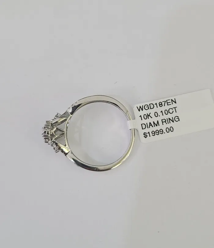 Rings REAL 10k White Gold Diamond Ring Casual Engagement Ring Genuine Gold and Diamond
