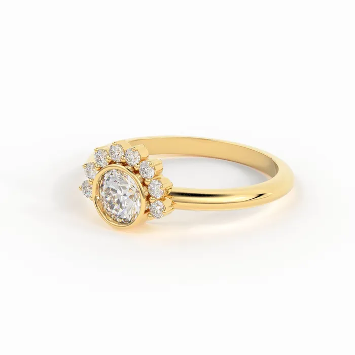 Round Diamond Ring with Half Halo Diamonds Diamond Engagement Ring Handmade Cluster Diamond Ring Halo Sun 18k Solid Gold Ring Wedding Jalvi Co Rings Round Diamond Ring with Half Halo Diamonds Diamond Engagement Ring Handmade Cluster Diamond Ring Halo Sun 18k Solid Gold Ring Wedding Jalvi Co Rings