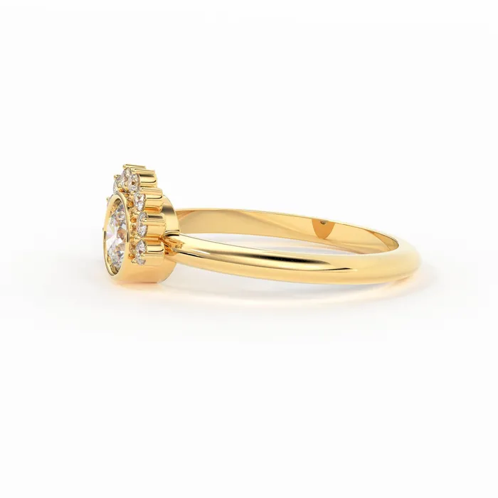 Round Diamond Ring with Half Halo Diamonds Diamond Engagement Ring Handmade Cluster Diamond Ring Halo Sun 18k Solid Gold Ring Wedding Jalvi Co Rings Round Diamond Ring with Half Halo Diamonds Diamond Engagement Ring Handmade Cluster Diamond Ring Halo Sun 18k Solid Gold Ring Wedding Jalvi Co Rings