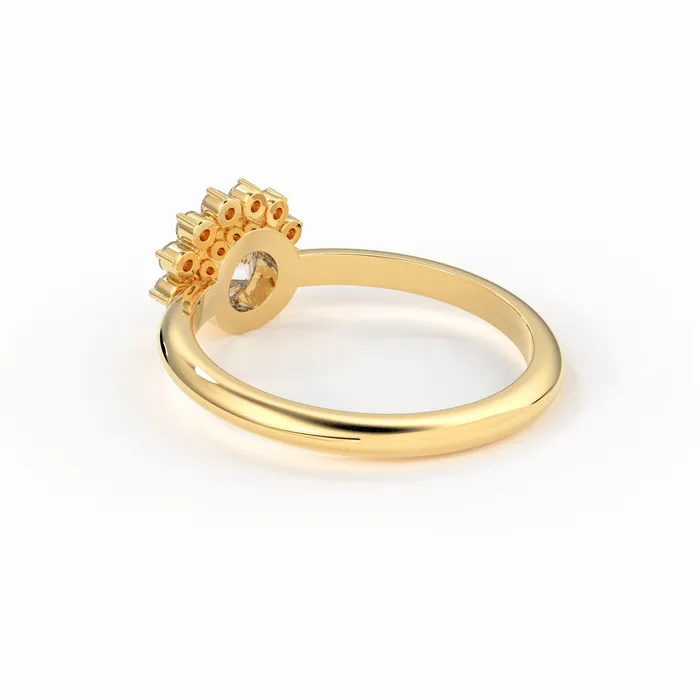 Round Diamond Ring with Half Halo Diamonds Diamond Engagement Ring Handmade Cluster Diamond Ring Halo Sun 18k Solid Gold Ring Wedding Jalvi Co Rings Round Diamond Ring with Half Halo Diamonds Diamond Engagement Ring Handmade Cluster Diamond Ring Halo Sun 18k Solid Gold Ring Wedding Jalvi Co Rings