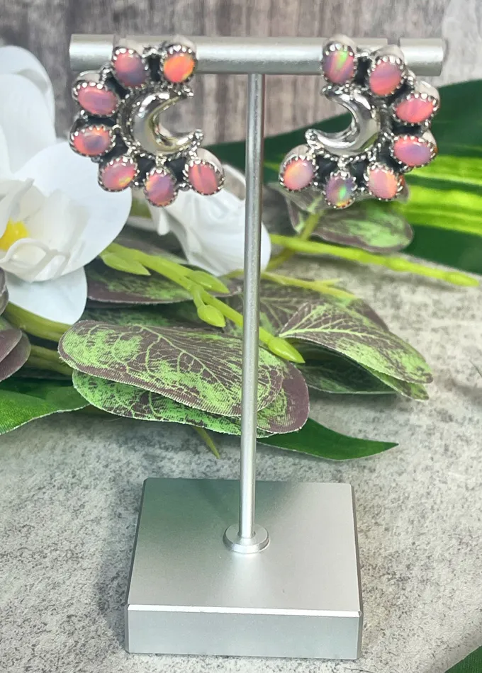 SophiaRene Boutique Earrings Sterling Silver Half Moon Blossom Post Back Earrings