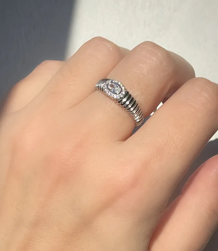 Sterling Silver Classy CZ Detail Ring Sophiareneboutiquecom Rings