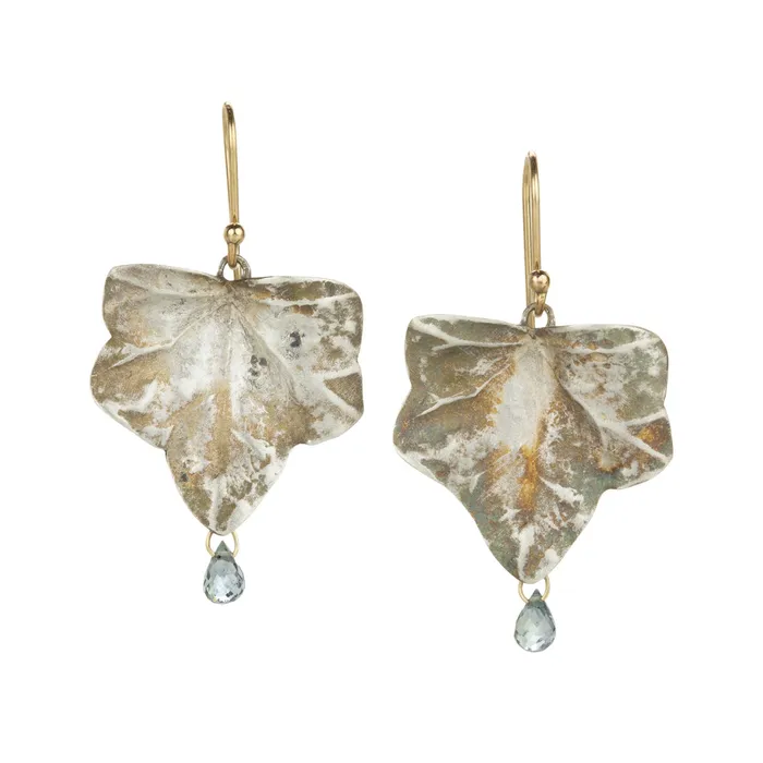 Sterling Silver Ivy Leaf Earrings with Sapphires Gabriella Kiss Earrings