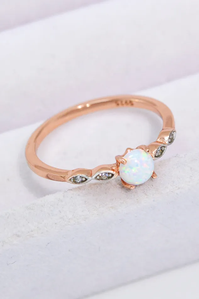 Trendsi Rings Opal Contrast PlatinumPlated Ring