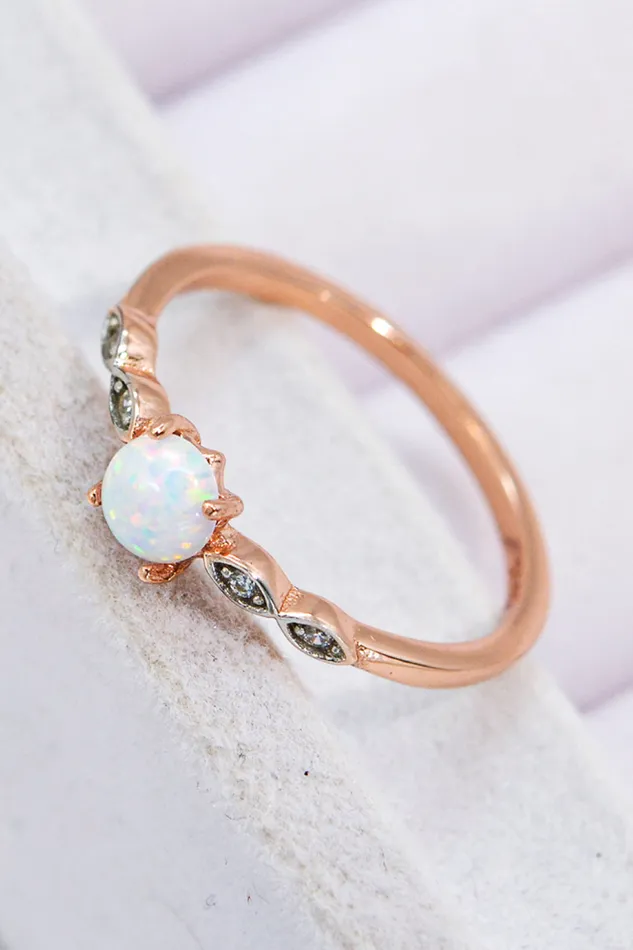 Trendsi Rings Opal Contrast PlatinumPlated Ring