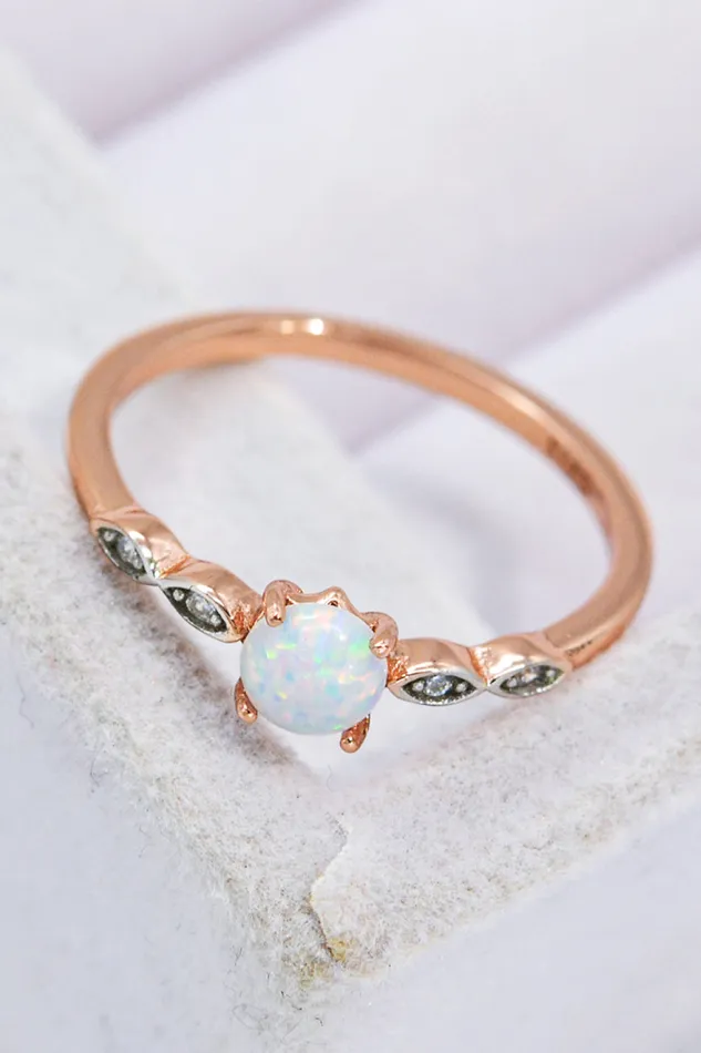 Trendsi Rings Opal Contrast PlatinumPlated Ring