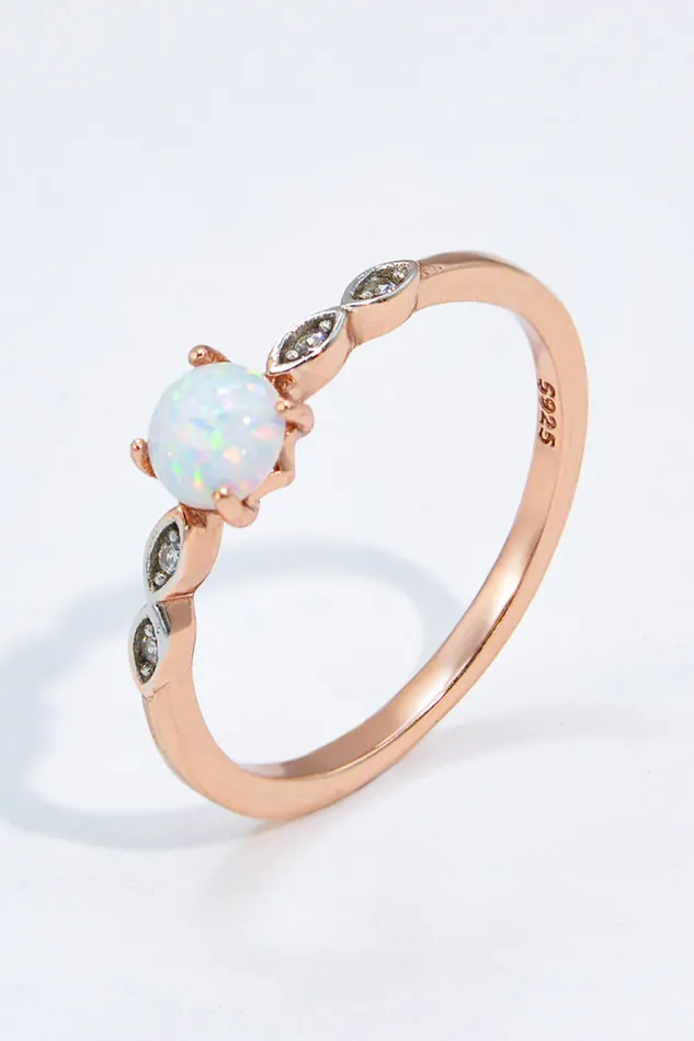 Trendsi Rings Opal Contrast PlatinumPlated Ring