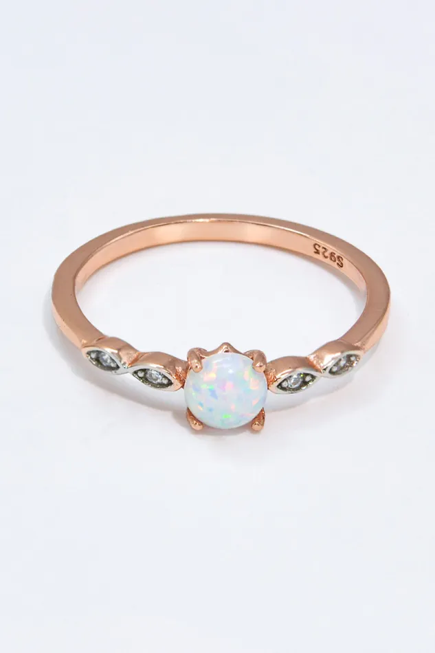 Trendsi Rings Opal Contrast PlatinumPlated Ring