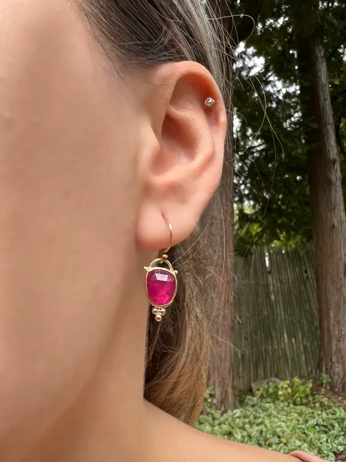 14k Rosecut Ruby dangle earrings Emily Amey Jewelry Earrings