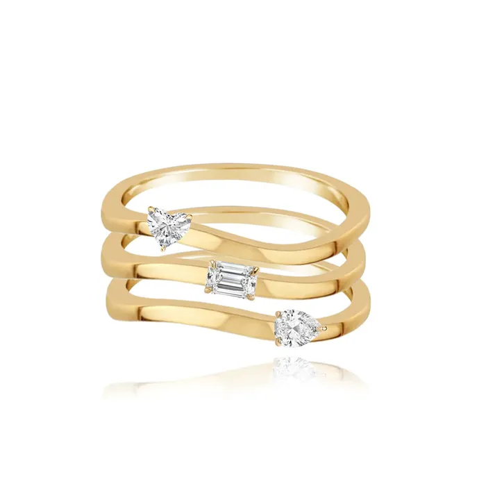 Alev Collection Rings Three Line Multi Shape Diamond Ring