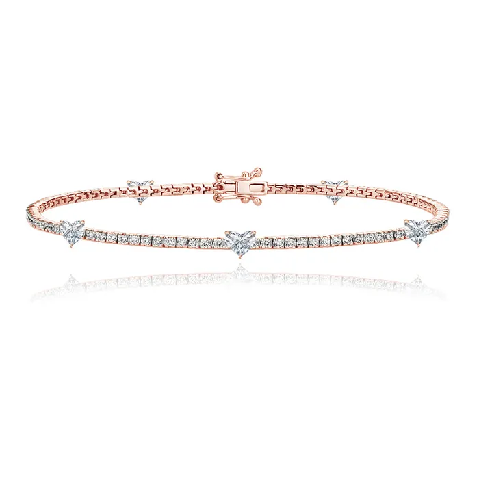 Alev Jewelry Bracelets Five Diamond Heart Tennis Bracelet