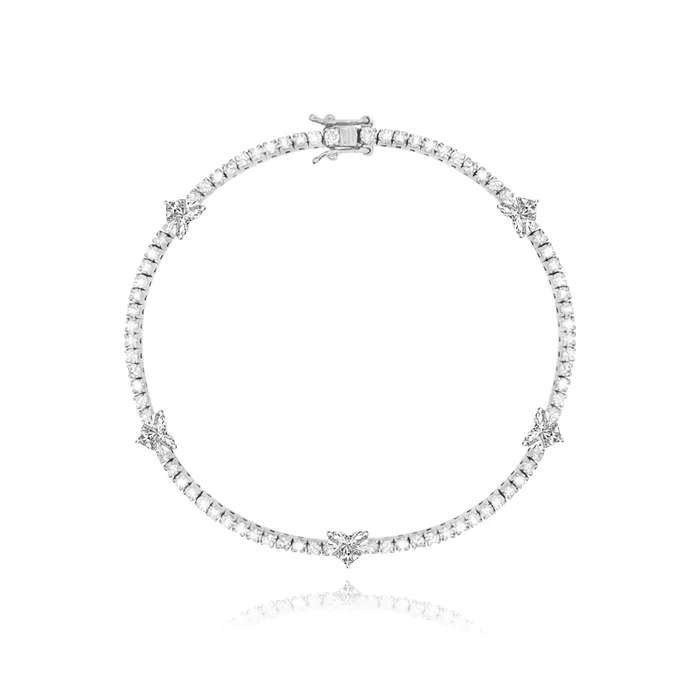 Alev Jewelry Bracelets Five Diamond Heart Tennis Bracelet