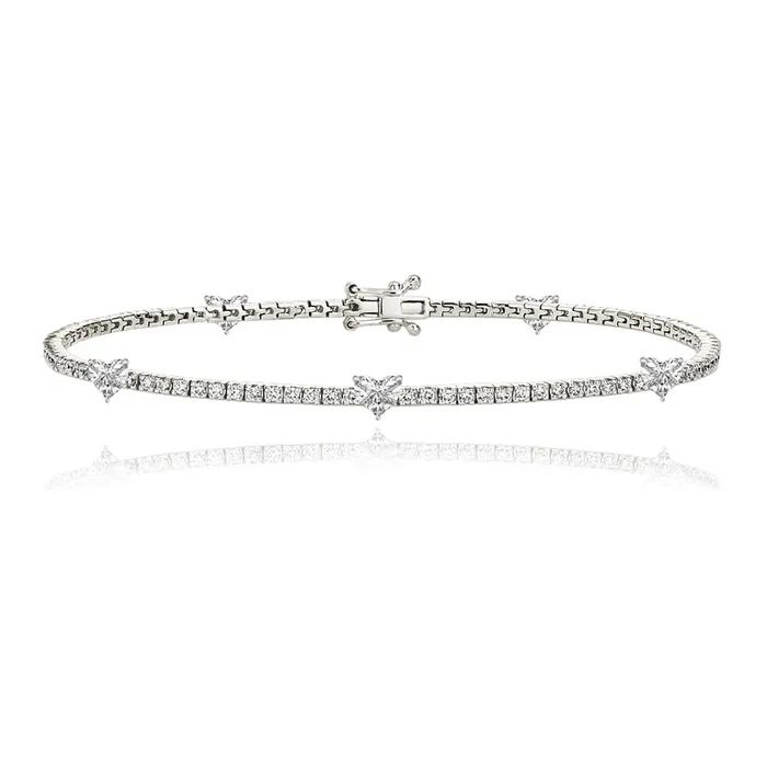 Alev Jewelry Bracelets Five Diamond Heart Tennis Bracelet