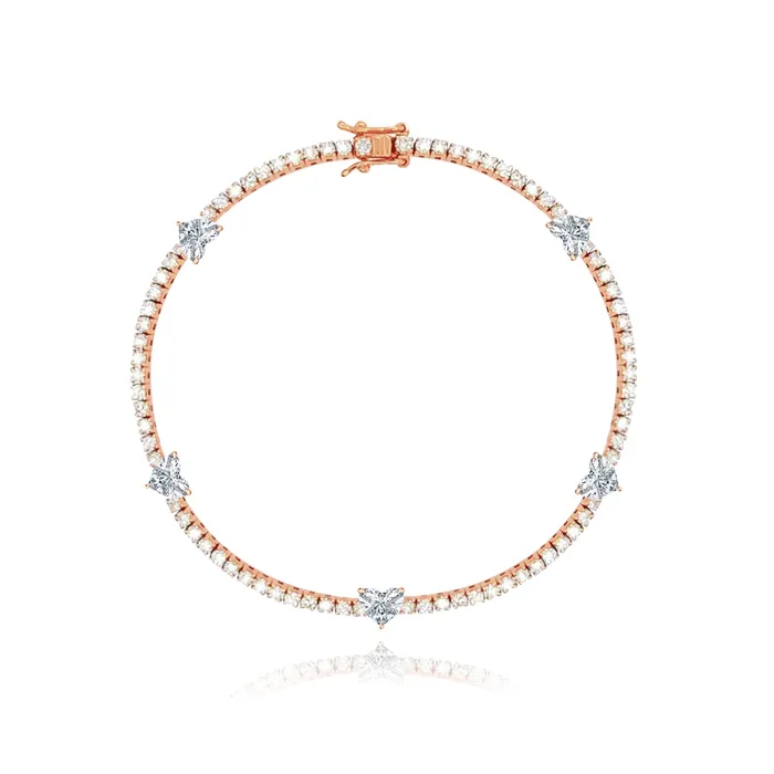 Alev Jewelry Bracelets Five Diamond Heart Tennis Bracelet