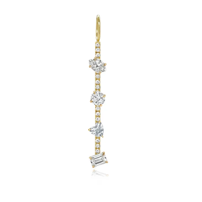 Alev Jewelry Charm Necklaces Four Diamonds Pave Bar Charm