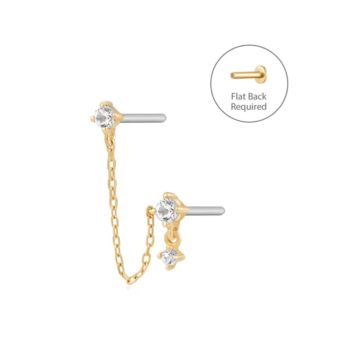 Aurelie Gi Earrings GRAMERCY Dual White Sapphire Piercing Top Earring