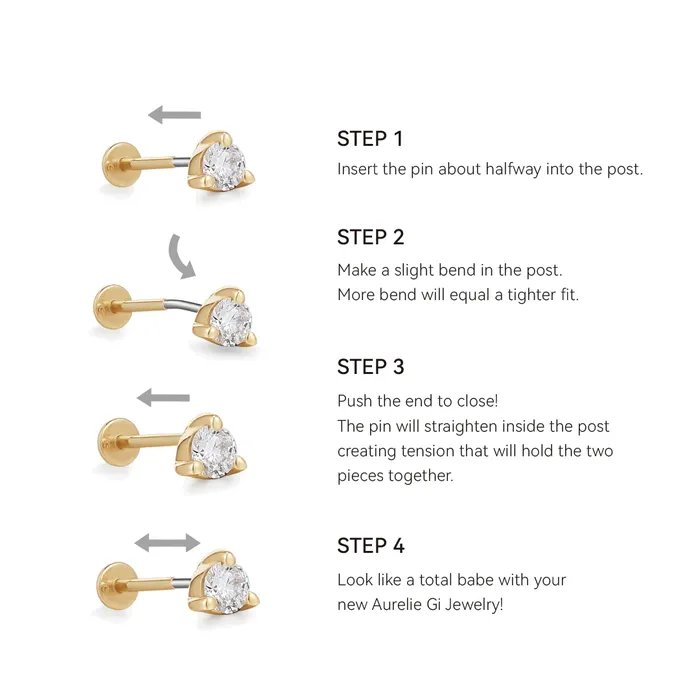 Aurelie Gi Earrings GRAMERCY Dual White Sapphire Piercing Top Earring Aurelie Gi Earrings GRAMERCY Dual White Sapphire Piercing Top Earring