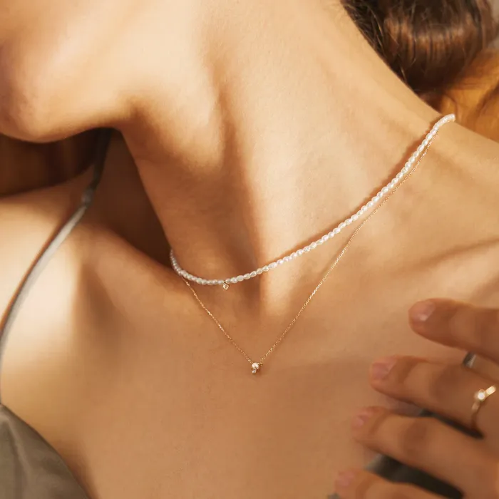 Aurelie Gi Necklaces TALIA White Pearl White Sapphire Necklace