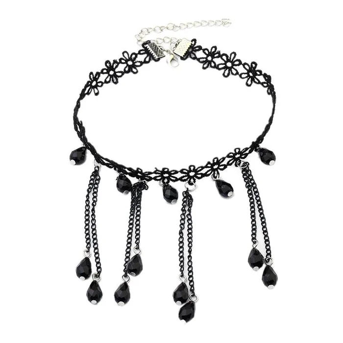 Black Lassel Lace Tattoo Choker Pendant Necklace sparklingselections Necklaces Black Lassel Lace Tattoo Choker Pendant Necklace sparklingselections Necklaces