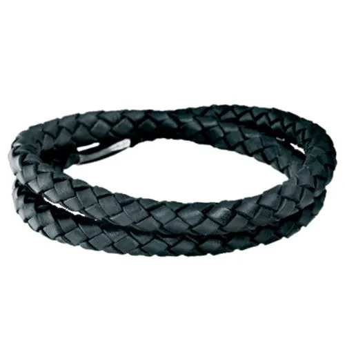 Bracelets STORY by Kranz Ziegler Double Wrap Black Braided Leather Bracelet STORY Bracelets STORY by Kranz Ziegler Double Wrap Black Braided Leather Bracelet STORY