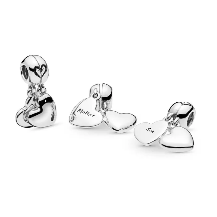 Charm Necklaces Pandora Pandora Mother Son Heart Split Dangle Charm