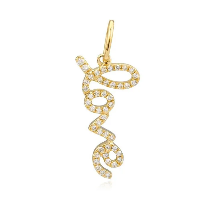 Charm Necklaces Small Script Love Charm Alev Collection