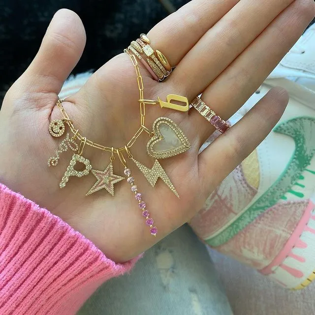 Charm Necklaces Small Script Love Charm Alev Collection