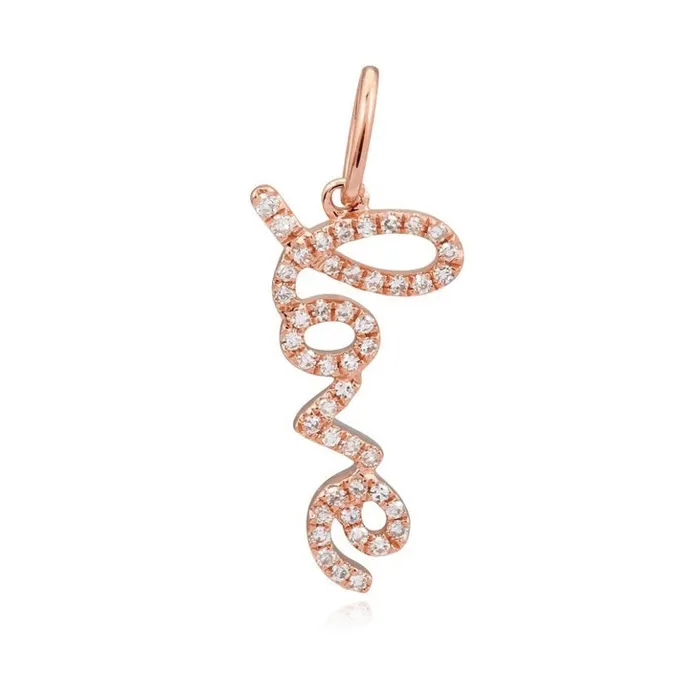Charm Necklaces Small Script Love Charm Alev Collection
