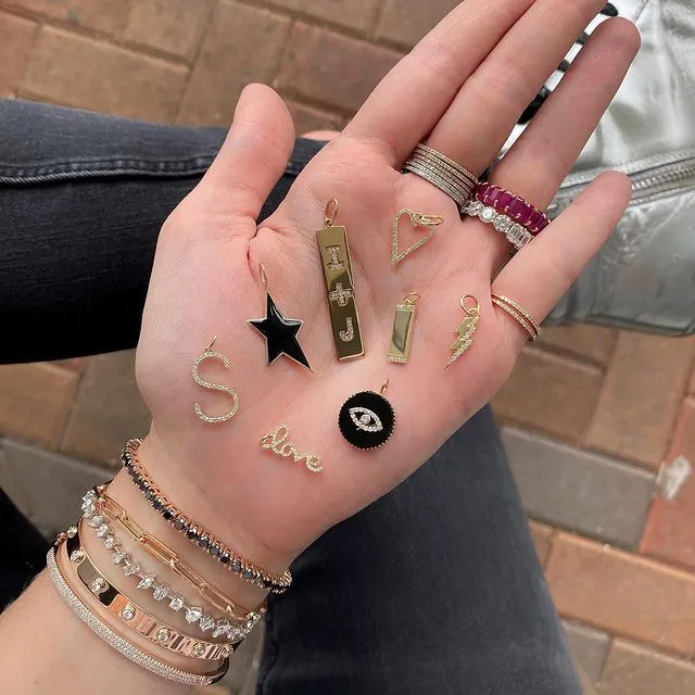 Charm Necklaces Small Script Love Charm Alev Collection