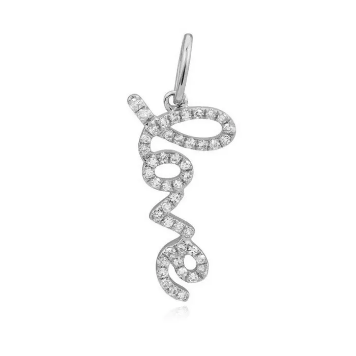 Charm Necklaces Small Script Love Charm Alev Collection