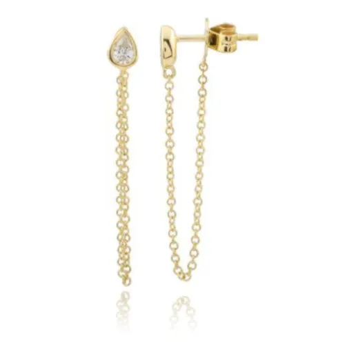 Diamond Pear Chain Earring Alev Jewelry Earrings