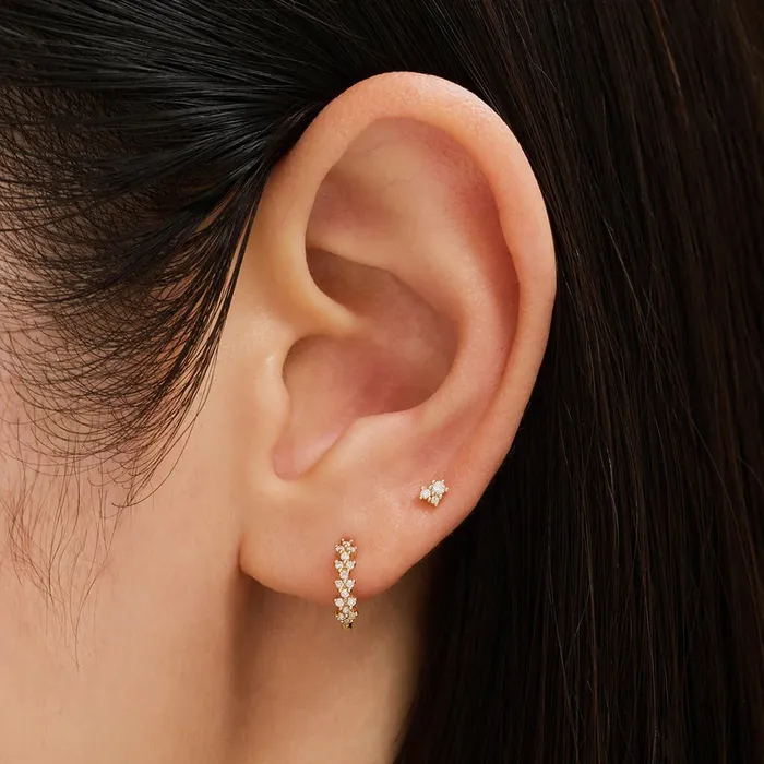 Earrings Aurelie Gi LESLIE Natural Diamond Huggie Hoop