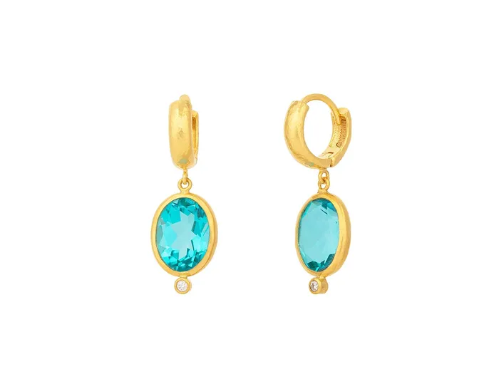 Earrings GG GOLD OOAK GURHAN Prism Gold Topaz Single Drop Earrings 10x8mm Oval Stone on Huggie Hoop Top Earrings GG GOLD OOAK GURHAN Prism Gold Topaz Single Drop Earrings 10x8mm Oval Stone on Huggie Hoop Top