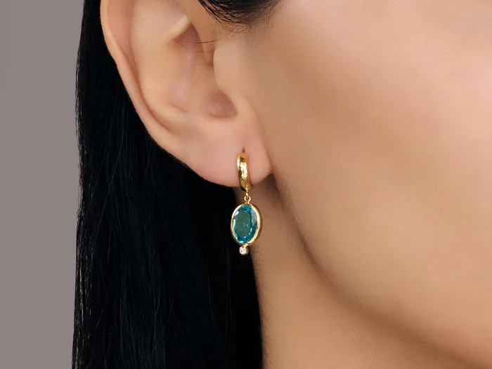 Earrings GG GOLD OOAK GURHAN Prism Gold Topaz Single Drop Earrings 10x8mm Oval Stone on Huggie Hoop Top Earrings GG GOLD OOAK GURHAN Prism Gold Topaz Single Drop Earrings 10x8mm Oval Stone on Huggie Hoop Top
