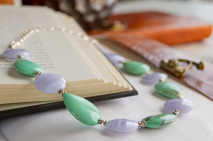 Elisa Ilana Blue Lace Agate Green Turquoise Necklace Necklaces