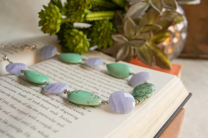 Elisa Ilana Blue Lace Agate Green Turquoise Necklace Necklaces