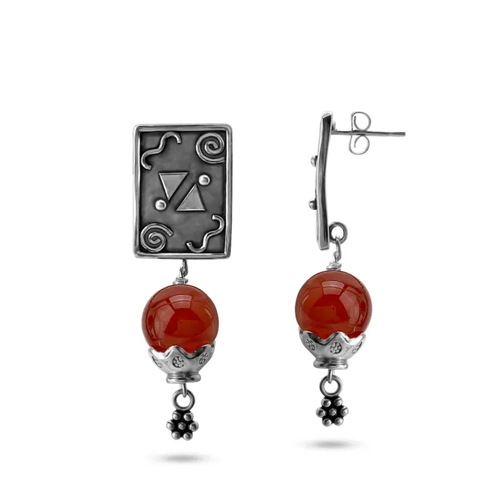 Elisa Ilana Carnelian Abstract Rectangle Earrings Earrings