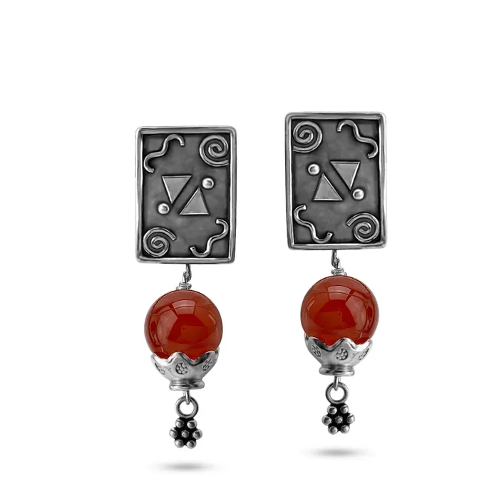 Elisa Ilana Carnelian Abstract Rectangle Earrings Earrings