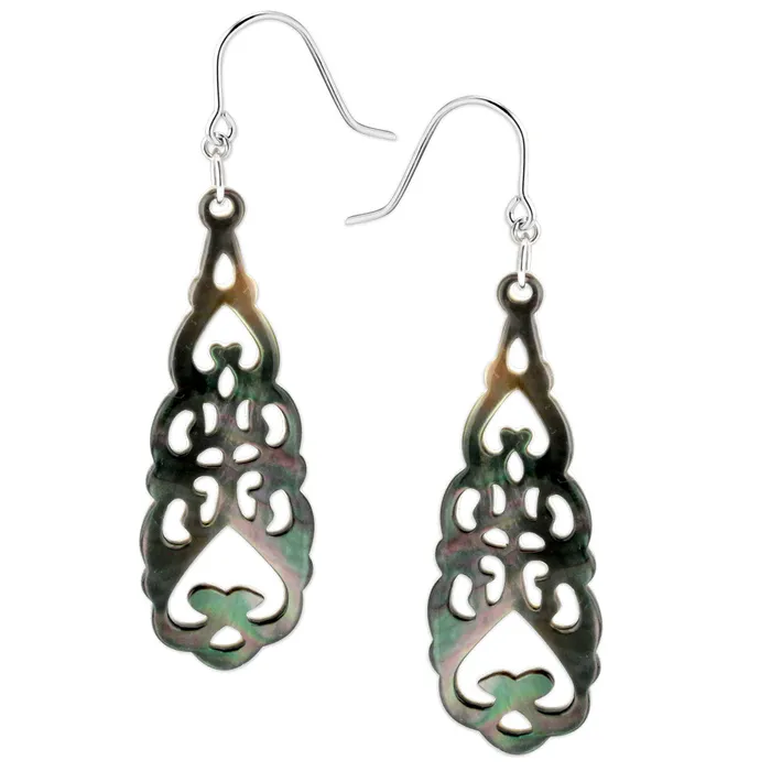 Elisa Ilana Earrings Carved Slice Mother of Pearl Earrings344417