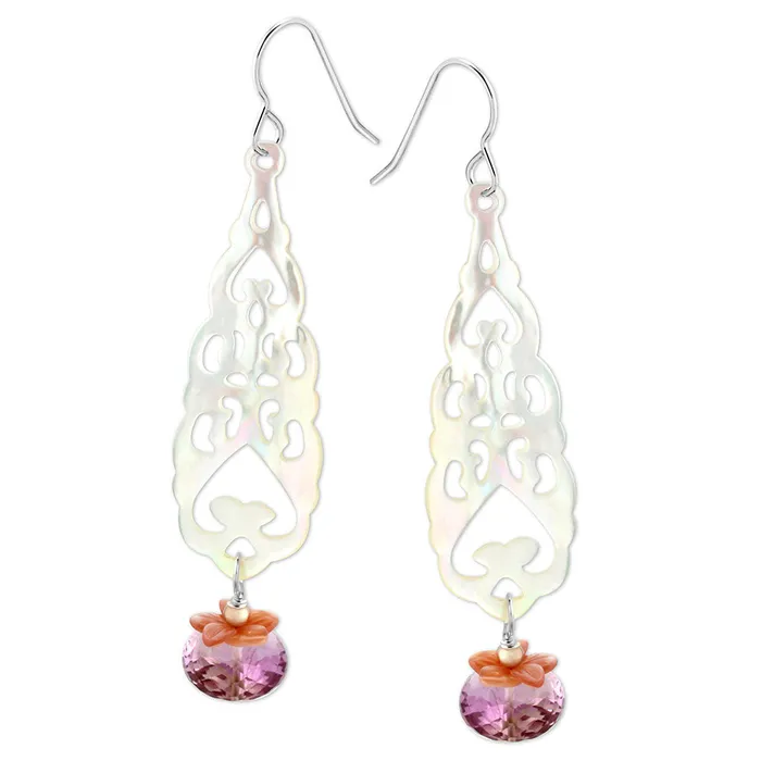 Elisa Ilana Earrings Mother of Pearl and Ametrine Earrings 343089
