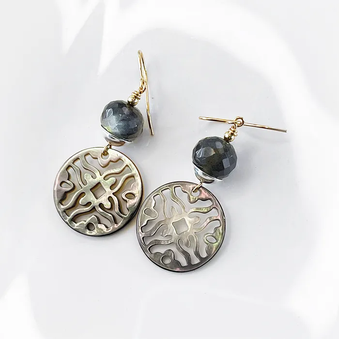 Elisa Ilana Earrings Mother of Pearl Labradorite Earrings Elisa Ilana Earrings Mother of Pearl Labradorite Earrings