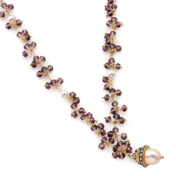 Elisa Ilana Necklaces Amethyst Pearl Necklace235465