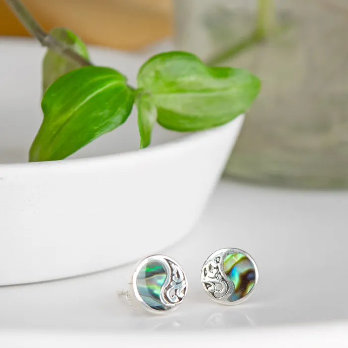 Elisa Ilana Rings Studs in Sterling Silver and Abalone PAWA