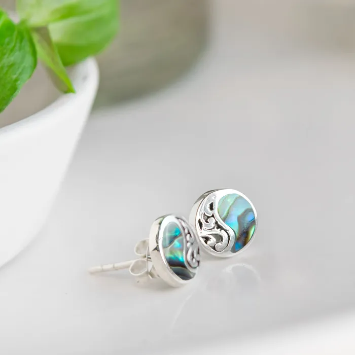 Elisa Ilana Rings Studs in Sterling Silver and Abalone PAWA