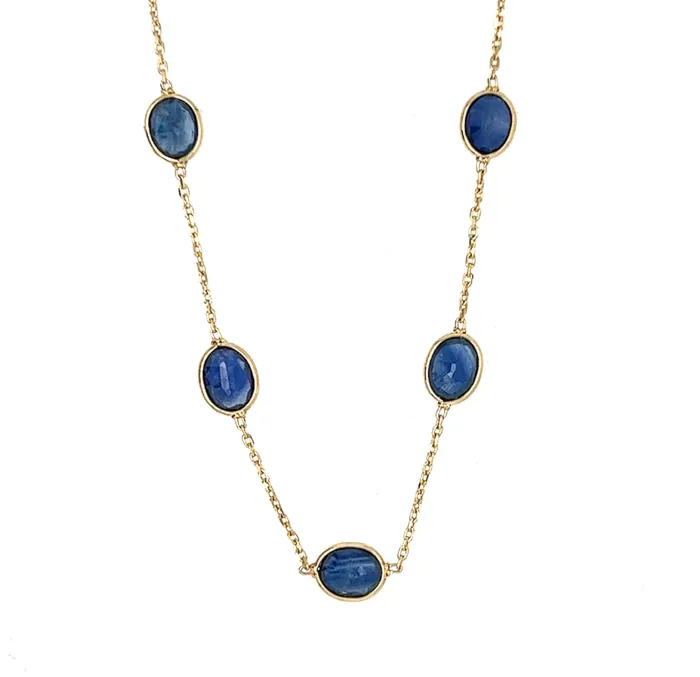 Emily Amey Jewelry Necklaces Blue Sapphire station necklace in 14k gold