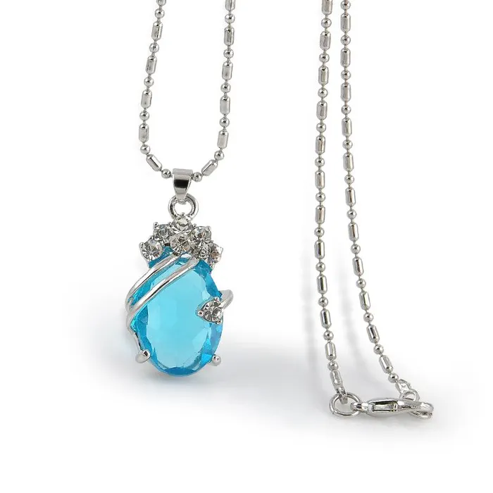 Fashion Light Blue Silver Crystal Pendant Necklace sparklingselections Necklaces Fashion Light Blue Silver Crystal Pendant Necklace sparklingselections Necklaces