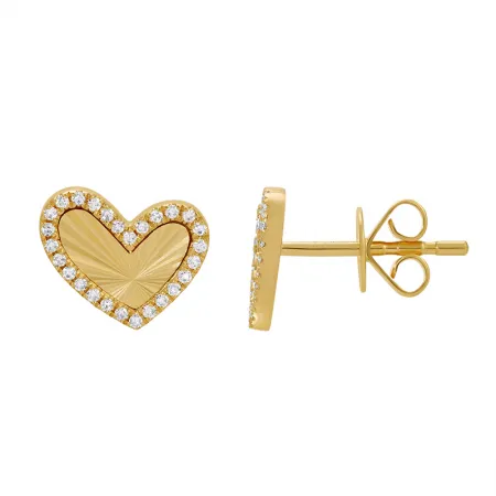 Fluted Pave Heart Earrings Alev Collection Earrings