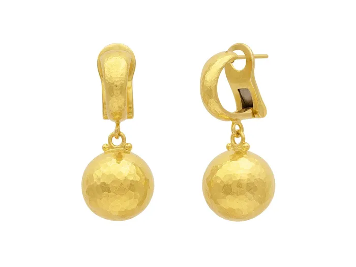 GG GOLD CLS Earrings GURHAN Spell Gold Single Drop Earrings Clip Post Hoop 14mm Ball GG GOLD CLS Earrings GURHAN Spell Gold Single Drop Earrings Clip Post Hoop 14mm Ball