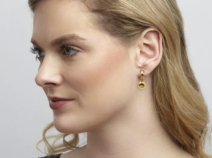 GG GOLD CLS Earrings GURHAN Spell Gold Single Drop Earrings Clip Post Hoop 14mm Ball GG GOLD CLS Earrings GURHAN Spell Gold Single Drop Earrings Clip Post Hoop 14mm Ball