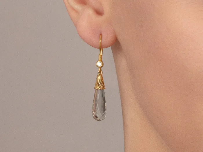 GG GOLD OOAK Earrings GURHAN Spell Gold Amethyst Single Drop Earrings 21x7mm Teardrop on Wire Hook